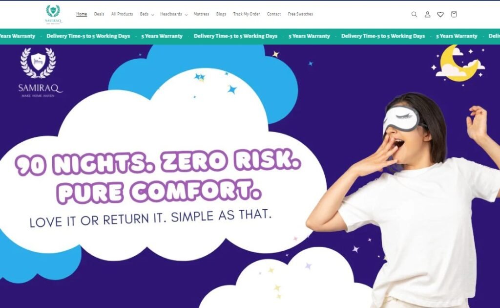Shopify website development for Bed
